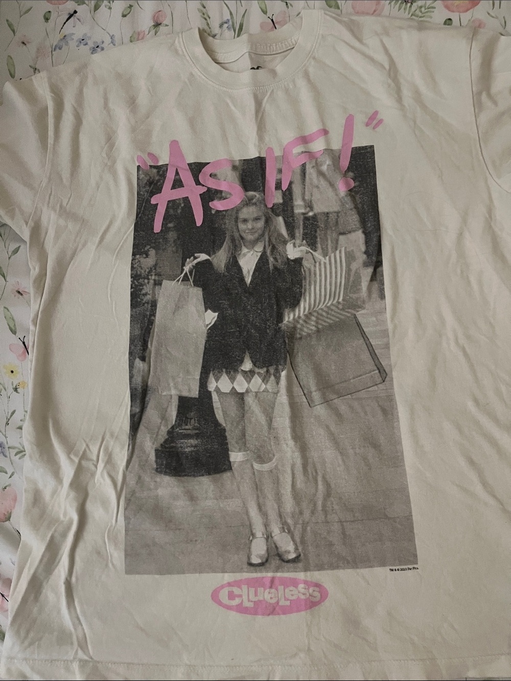 Hollister White Graphic Tee with Pink Print